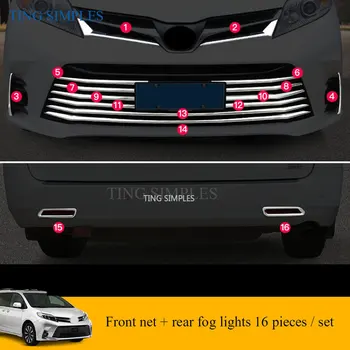ABS CHROME Mid-net sklon pásu predného nárazníka dekoratívne hmlové svietidlo úpravy špeciálne príslušenstvo Pre Toyota Sienna 2018 2019 2020