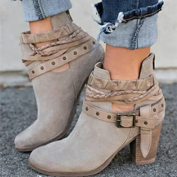 Ženy členková obuv jeseň & zimné topánky žien pracky vysoké podpätky gladiator ženy topánky veľká veľkosť 35-43