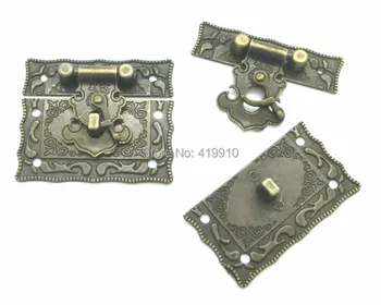 Zadarmo-Doprava-5Sets Šperky Box Hasp Západku Zámku Dekoratívne Hasp Antické Bronzové Vzor Vyrezávané 5.1 cm x 2.9 cm 5.1 cm x 3,5 cm J1719