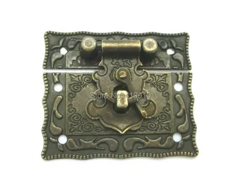 Zadarmo-Doprava-5Sets Šperky Box Hasp Západku Zámku Dekoratívne Hasp Antické Bronzové Vzor Vyrezávané 5.1 cm x 2.9 cm 5.1 cm x 3,5 cm J1719