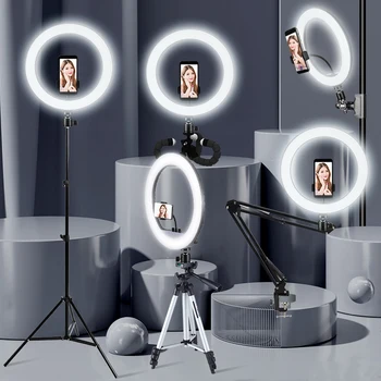 Selfie Krúžok Svetlo na Fotografovanie svetlo led okraj svetlo s držiakom mobilného telefónu veľké statív stojan pre tik Youtube tiktok klop ringlight