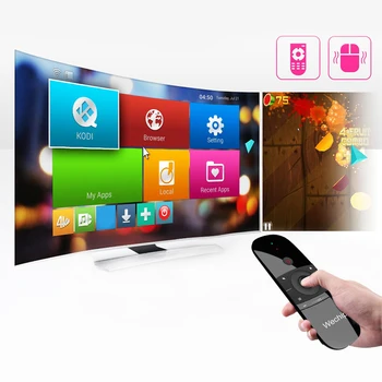 W1 2.4 G Bezdrôtová Klávesnica Vzduchu Myši Smart Remote Control pre Android TV Box PC Rechargeble Lietať Air Mouse Mini Bezdrôtovej Klávesnice