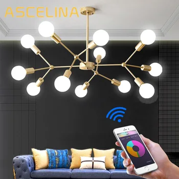 ASCELINA Nordic Moderné Inteligentné Luster LED Svetlo Spider Luxusný Zlatý Luster Obývacia Izba, Spálňa Domáce Dekorácie Smart Home