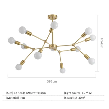ASCELINA Nordic Moderné Inteligentné Luster LED Svetlo Spider Luxusný Zlatý Luster Obývacia Izba, Spálňa Domáce Dekorácie Smart Home