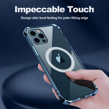YKZ Shockproof Magnetické puzdro Pre iPhone 12 Pro Prípade 12 pro max 12 Mini MagSafe Nabíjačku Prípadoch Transparentné, Jasné, Mäkké Pokrytie Coque