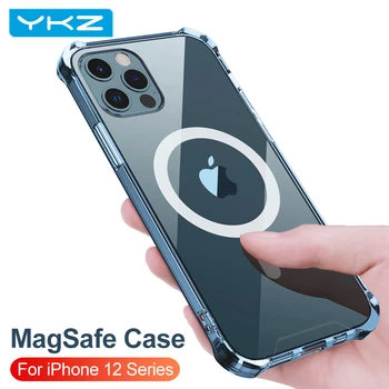 YKZ Shockproof Magnetické puzdro Pre iPhone 12 Pro Prípade 12 pro max 12 Mini MagSafe Nabíjačku Prípadoch Transparentné, Jasné, Mäkké Pokrytie Coque