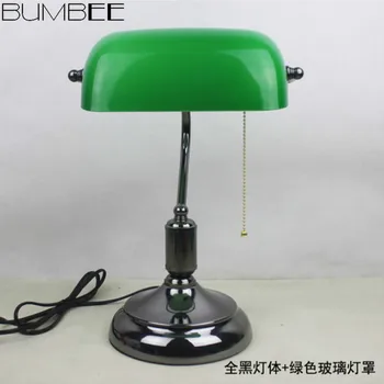 Starého Šanghaja Vintage Zelená Sklenené Tienidlo Banka Stolové Lampy, kaviareň Štúdia Spálňa, Nočné Svetlá Led Lampara Escritorio