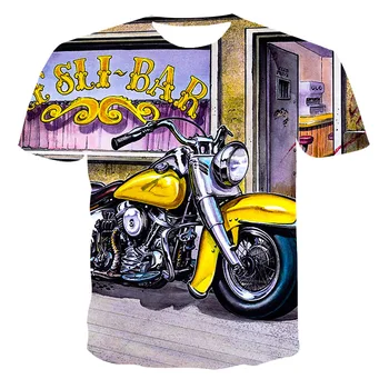 2020 Farba 3D-tlačené pánskeho oblečenia letnej pohode mužov 3D vytlačené motocykel štýl T-shirt módny prírodný vzor záhrada golier mi