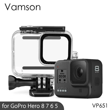 Vamson pre Gopro Hero 8 7 6 5 Black 45M Podvodné Vodotesné puzdro Fotoaparátu Potápanie Bývanie Mount pre GoPro Príslušenstvom VP630