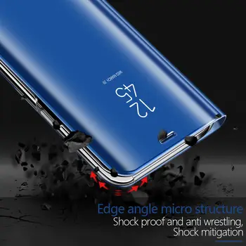 Jasné Zrkadla Smart Case Samsung J7 J5 J3 2017 A7 A5 A3 Kože Flip Stojan, Puzdro Pre Samsung Galaxy S9 S8 Plus A8 Kryt