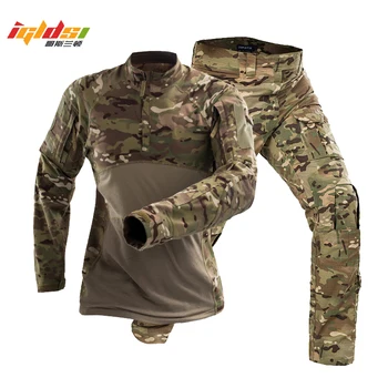 Taktické Kamufláž Vojenskú Uniformu Šaty, Oblek Mužov US Army oblečenie Vojenské Bojové Tričko + Cargo Nohavice Špeciálne Sily Vyhovuje