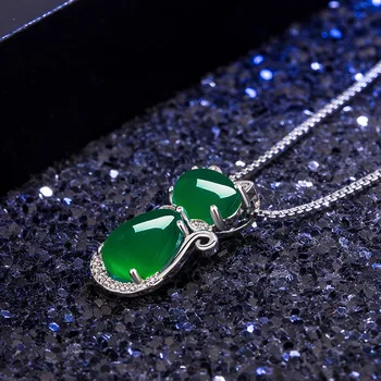Vintage Mačka Green Jade, Prívesky, Náhrdelníky Pre Ženy 925 Sterling Silver Chain Choker Náhrdelník Strany Striebro 925 Šperky, Darčeky