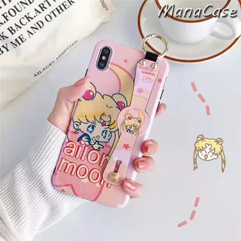 Roztomilý Japonsko Sailor Moon Luna Mačka Anime Náramok Telefón puzdro Pre iPhone 11 Pro Max X XS MAX XR 6 6 7 8 Plus Pre TPU Kryt Späť