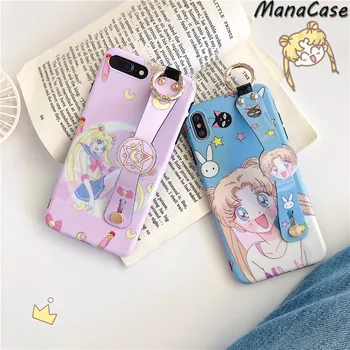 Roztomilý Japonsko Sailor Moon Luna Mačka Anime Náramok Telefón puzdro Pre iPhone 11 Pro Max X XS MAX XR 6 6 7 8 Plus Pre TPU Kryt Späť