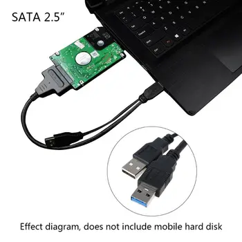 USB 3.0 na SATA3 22Pin Údaje Napájací kábel Kábel Adaptéra Converter pre HDD 2.5 Palcový Pevný Disk, Disk Ovládač