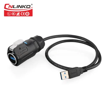 CNLINKO M24 USB3.0 1,5 A nepremokavé IP67connector s krytom panel mount12v zásuvky usb3.0 konektor pre spájkovanie s 0,5 m kábel