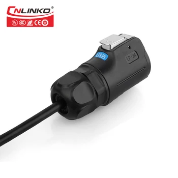 CNLINKO M24 USB3.0 1,5 A nepremokavé IP67connector s krytom panel mount12v zásuvky usb3.0 konektor pre spájkovanie s 0,5 m kábel