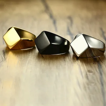 Rôzne Farby Signet Ring pre Mužov Nehrdzavejúcej Ocele Štvoruholník Flat Top Námestie Pánske Šperky