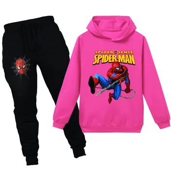 Jar Leto Disney Deti Oblečenie Sady Spiderman Cartoon Mikina+Nohavice 2 Ks Oblečenia Deti Chlapci Športové Oblečenie, Obleky