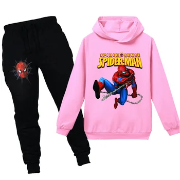 Jar Leto Disney Deti Oblečenie Sady Spiderman Cartoon Mikina+Nohavice 2 Ks Oblečenia Deti Chlapci Športové Oblečenie, Obleky