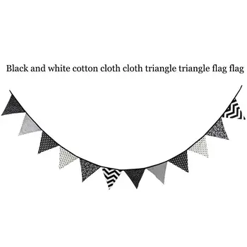 12 Vlajky Špeciálne Čierna Biela Bavlnená Tkanina Trojuholník Vlajky Zástavy Svadobné Baby Sprcha Vonkajší Stan Party Dekorácie