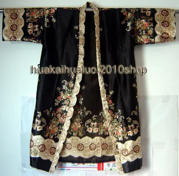 Doprava Zadarmo!Čierne Čínske ženské Hodváb, Ručne Vyrobené Maľované Kaftan Šaty, Šaty S Pásu Voľný Veľkosť 3 Farby WR007