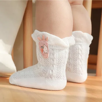 Novorodenca non-slip ponožky batoľa dievča, chlapec lete bavlna čipky ponožky deti detinské tenké oka roztomilý krátke proti sklzu prehrabať ponožka