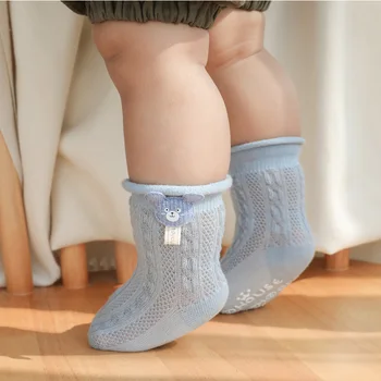 Novorodenca non-slip ponožky batoľa dievča, chlapec lete bavlna čipky ponožky deti detinské tenké oka roztomilý krátke proti sklzu prehrabať ponožka