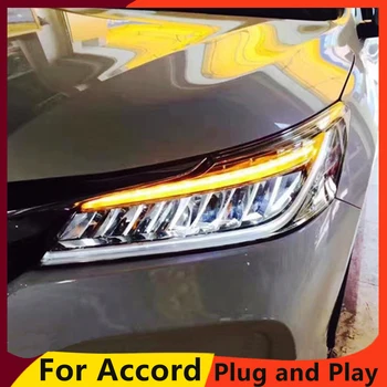 KOWELL auto styling pre Honda Accord 10. Svetlomety 2016 2017 LED High Beam LED Nízke svetlo Žlté Sústruženie Signál LED Bar