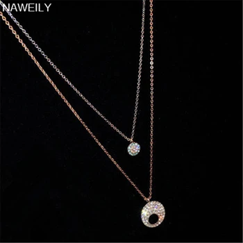 NAWEILY Klasické Dvojité Vrstva Crystal Prívesok Náhrdelníky Pre Ženy, Nové Módne Šperky Kruhu Clavicle Krátky Náhrdelník NWLN328