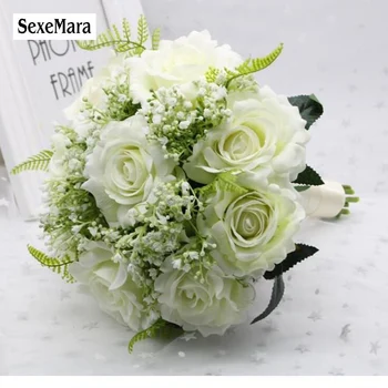 SexeMara svadobné burgundsko flanelové Rose Nevesta drží kvet svadba nevesta bridesmaid, rose svadobné fotografie rekvizity 10colourRr