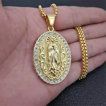 Z Nehrdzavejúcej Ocele Panny Márie, Zlaté Náhrdelníky, Prívesky Pre Ženy 2019 Zlatá Farba Madonna Náhrdelník Náboženských Kresťanských Šperky
