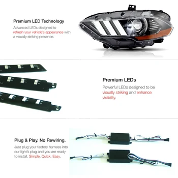 6Pcs RGBW DRL LED Pásy Rada Svetlá pre Denné svietenie Pre Ford Mustang 2006 2017 Pre Auto Príslušenstvo Lampy