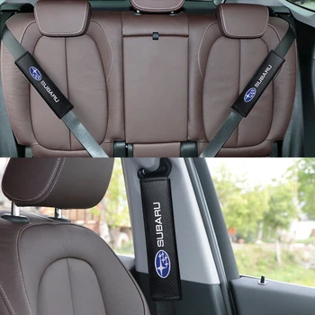 2 KS Uhlíkových Vlákien Auto pásov Chrániť Rameno Podložky Prípade Pre Subaru XV Legacy Lesník Impreza WRX STI Znak Príslušenstvo
