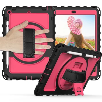 Otáčanie 360 puzdro pre iPad 10.2 2019 2020 s Ceruzkou Držiteľ Shockproof Remienok na Ruku Kryt 3 Vrstva Ochrany Tabletu Shell