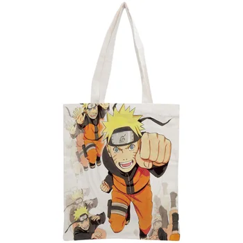 Vlastné Naruto Tote Bag Opakovane Kabelky Ženy Ramenný Skladacia Plátno Nákupné Tašky Prispôsobiť obrázok