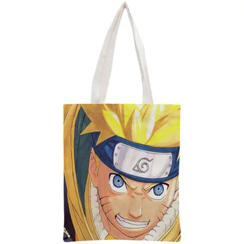 Vlastné Naruto Tote Bag Opakovane Kabelky Ženy Ramenný Skladacia Plátno Nákupné Tašky Prispôsobiť obrázok