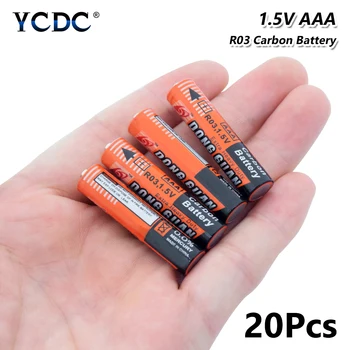 20Pcs 1,5 V AAA Batérie UM4 R03 AM4 Zinok Uhlíkové Batérie Pre Baterky, Hračky Pôvodné 1,5 V AAA Uhlíkové Suché Batérie UM4 R03 K3A
