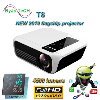 ByJoTeCH T8 LED projektor 4500 Lúmenov 1920x1080 Domáce Kino Beame 3D Full HD 1080P Amlogic S905 Android Proyector VS T6