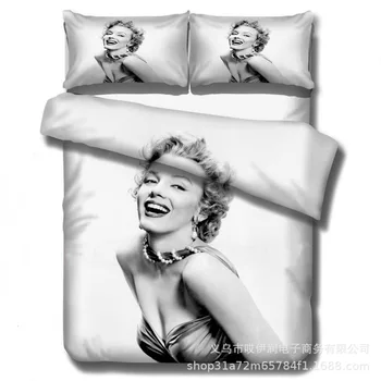 Posteľná bielizeň Nastaviť 3D Vytlačené Hviezdy Marilyn Monroe Pre Domáce Perinu Set S Obliečky na Vankúš 2/3ks Luxusný bytový Textil