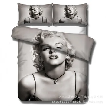 Posteľná bielizeň Nastaviť 3D Vytlačené Hviezdy Marilyn Monroe Pre Domáce Perinu Set S Obliečky na Vankúš 2/3ks Luxusný bytový Textil