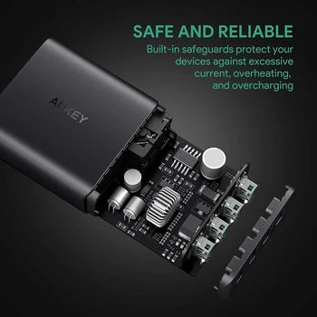 AUKEY 42W 4 Porty USB Nabíjačku s Rýchle Nabíjanie 3.0 Skladacia NÁS Konektor USB Sieťovej Nabíjačky Pre i-Phone i-Pad Pro/Vzduch Xiao-Mi Samsung