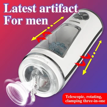 Plne Automatické Tlačením Piestové Muž Masturbator Zdvíhateľnej Hlasovej Interakcie Elektrický Stroj Fajčenie Sania Sexuálne Hračky pre Mužov