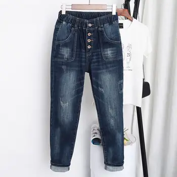 5XL Vysoký Pás Džínsy Ženy Vintage Plus Veľkosť Jeans Femme Hárem Nohavice Voľné Priateľ Denim Džínsy Streetwear Nohavice Ženy Z31