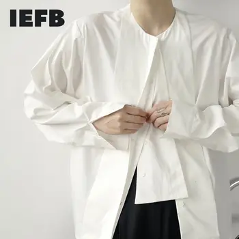 IEFB /pánskeho oblečenia Nika jednoduché studené štýl krátky predný diel, šitie detail design nadrozmerné biele tričko voľné bavlna topy Y3377