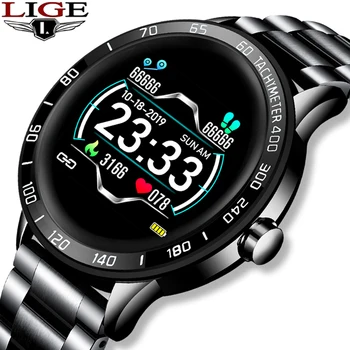 LIGE Smart Hodinky Mužov Fitness Tracker Vodotesný IP67 Srdcovej frekvencie, Krvného Tlaku Krokomer Pre Android ios Športové smartwatch +Box