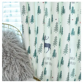 Záclony IN Moderné Nordic Elk Bavlnená posteľná Bielizeň Tlač Závesy pre Obývacej Izbe, Plávajúce Okno Tieni Vianočný Záves