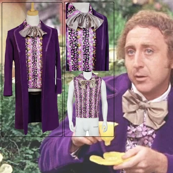 Willy Wonka a the Chocolate Factory 1971 Cosplay Kostým Kabát + Vesta + motýlik Sady
