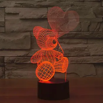 3D Náladu Lampa Zvierat Roztomilý Medvedík Bulbing Svetlo Lásky Balón Vizuálne Svetelné 3D Dotknite sa Tlačidla Nočné Svetlo Tvorivý Milenec Darček Lampa