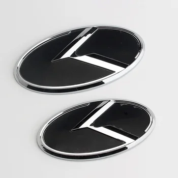 Black Carbon Fiber 3D K Logo Letu Auto Znak Nálepky Predné Mriežky + Kufor, Zadné Odznak Kotúča, Pre Kia OPTIMA Rio Forte Senda k900